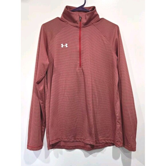 Under Armour Shirt Women’s Medium Red Heatgear‎ Gym 1/4 Zip Lightweight - Picture 1 of 5